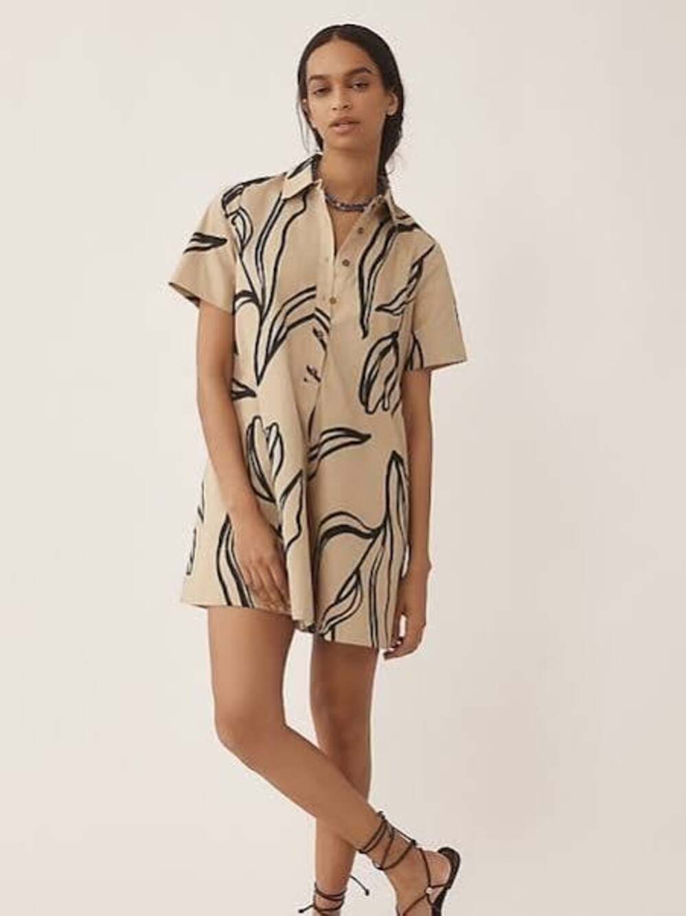 Anthropologie Pollie Short Sleeve Swing Tunic Mini Dress Size XSP Cotton